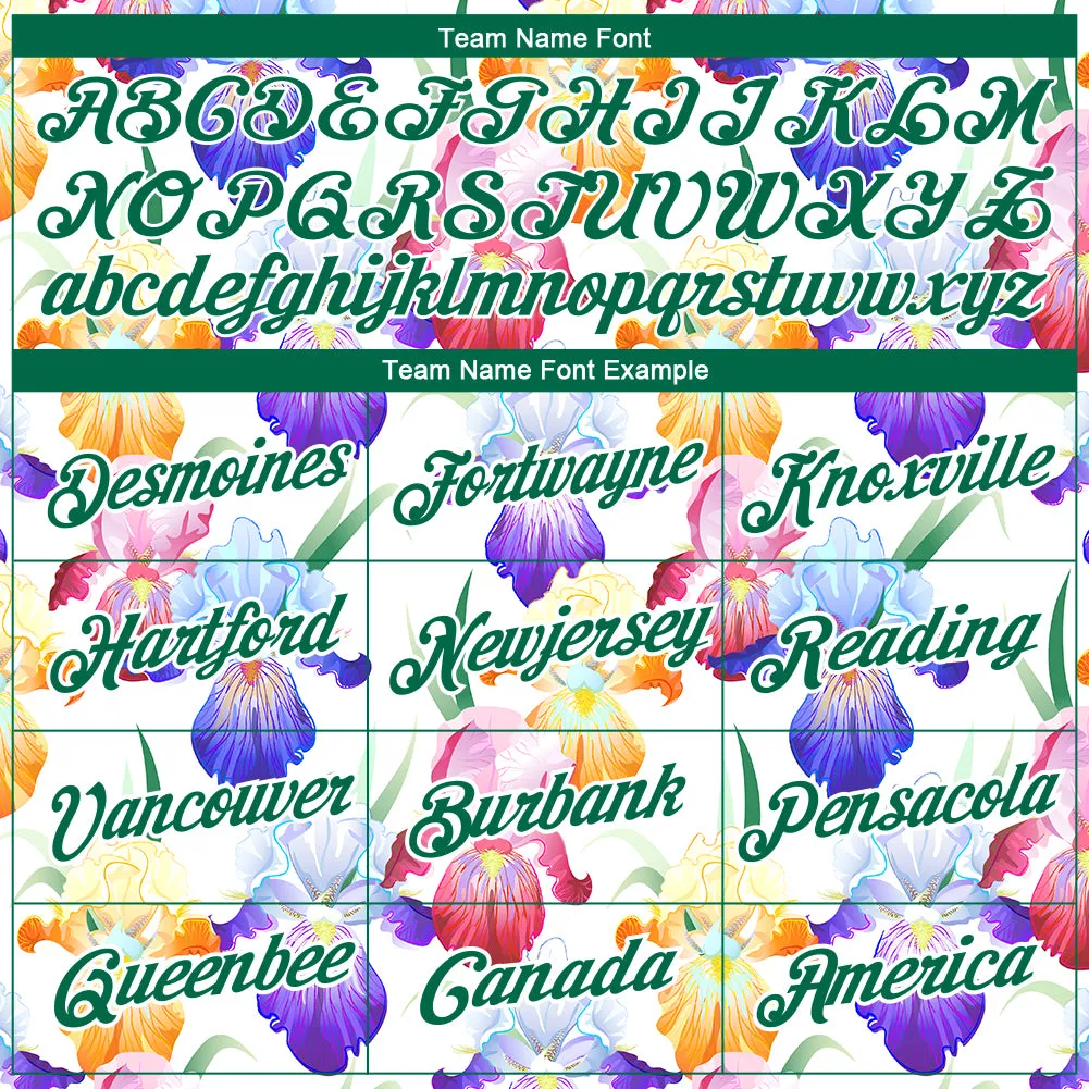 Custom White Kelly Green 3D Pattern Design Flowers Performance T-Shirt