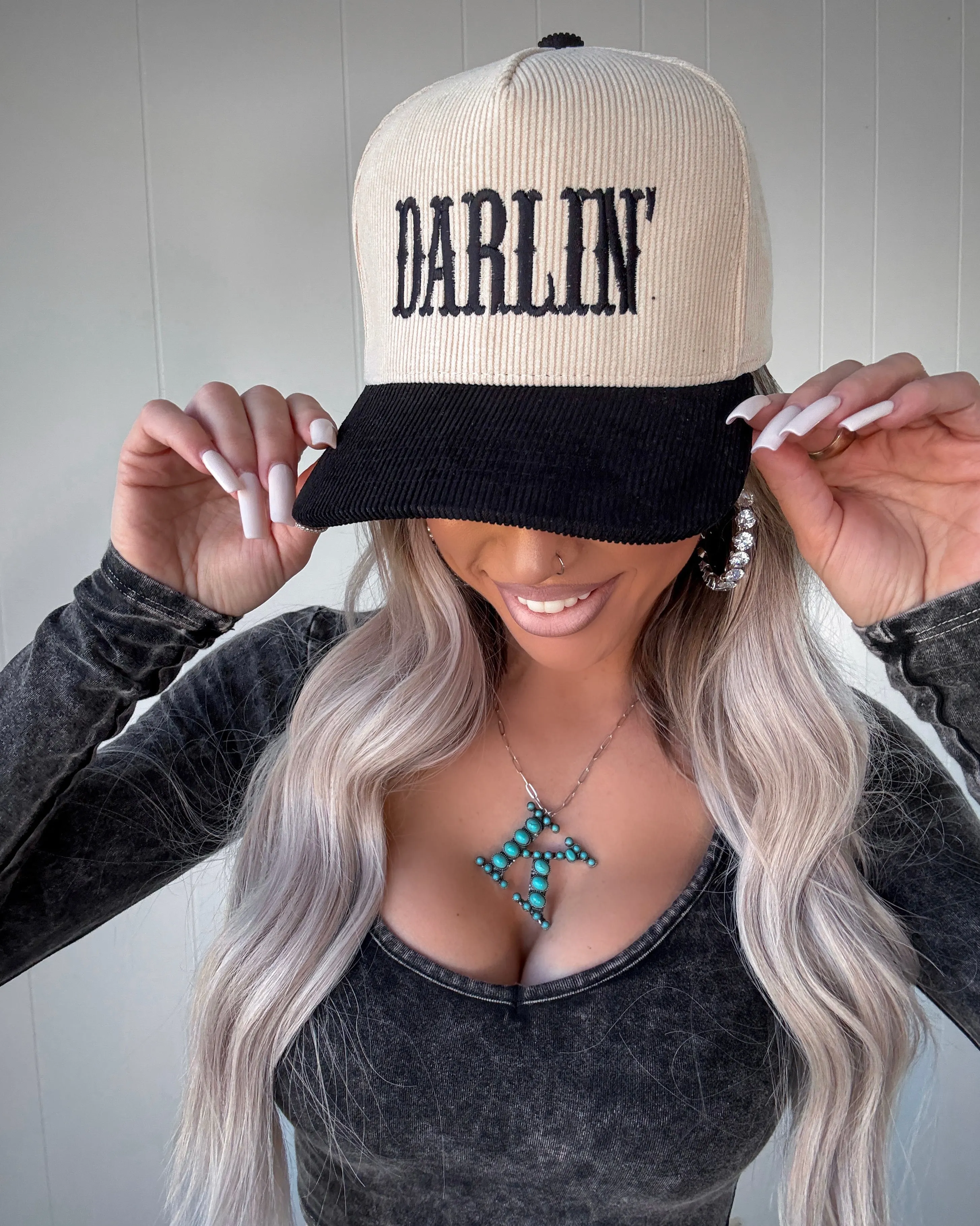 Darlin' Corduroy Trucker Hat - Black
