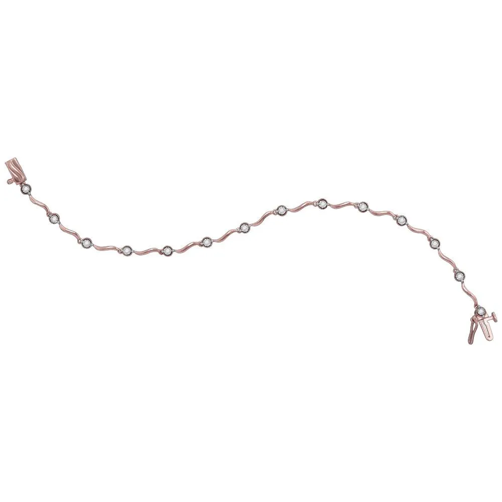 Diamond Link Fashion Bracelet 1/4 CTTW in 10K Rose Gold