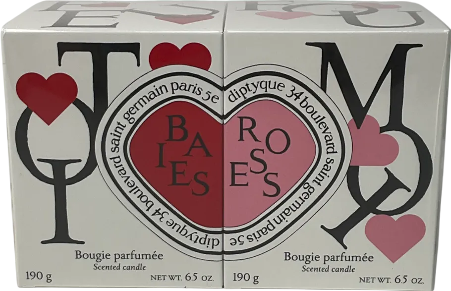 Diptyque Valentines Day Baies and Roses Candle Duo Set 2x190g