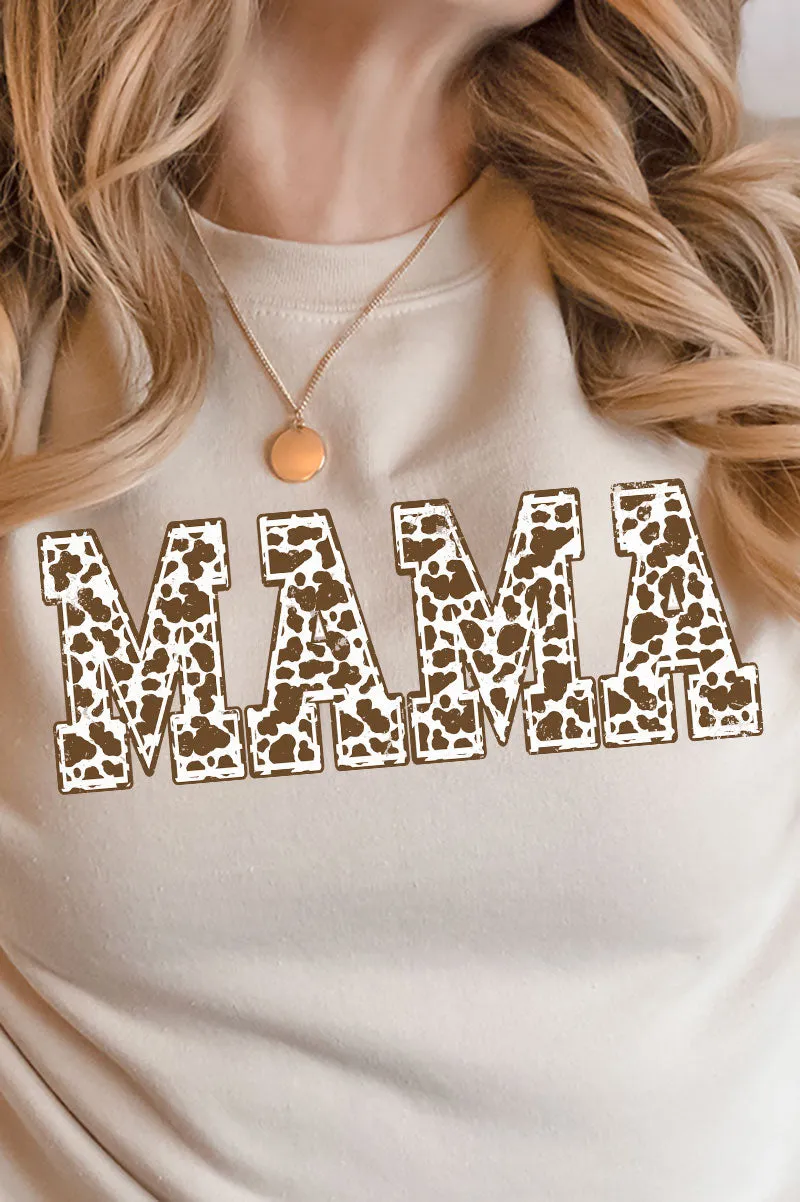 Distressed Brown Cow Mama Heavy-weight Crew Sweatshirt