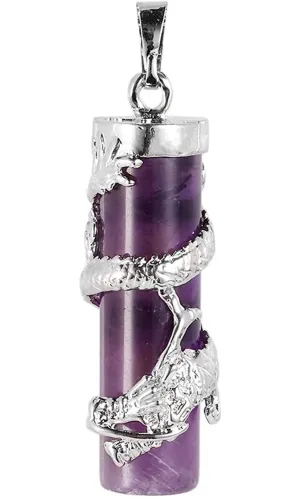 Dragon Totem Natural Stone Crystal Pendent - amethyst