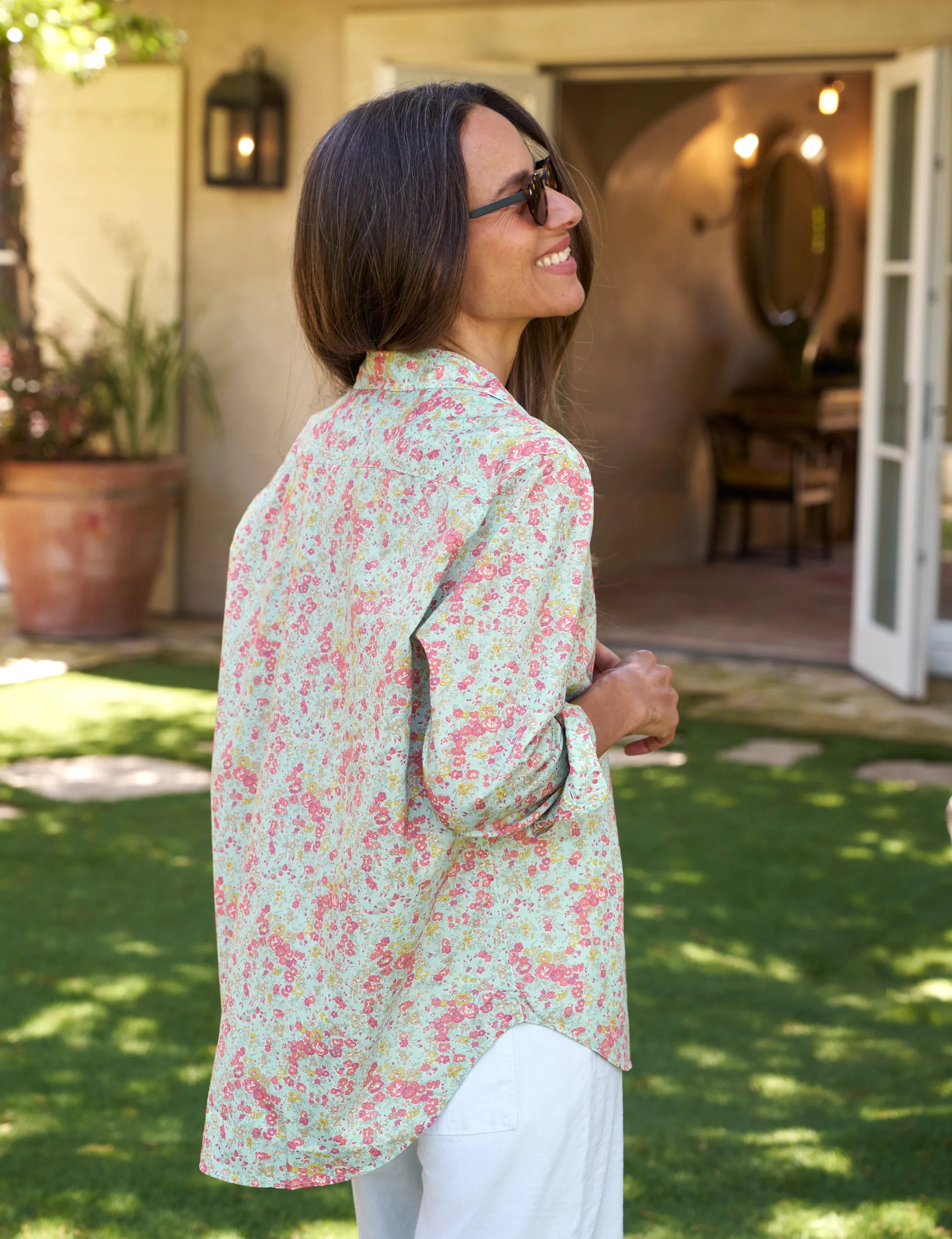 EILEEN Pink and Seafoam Floral, Made with Liberty Fabric