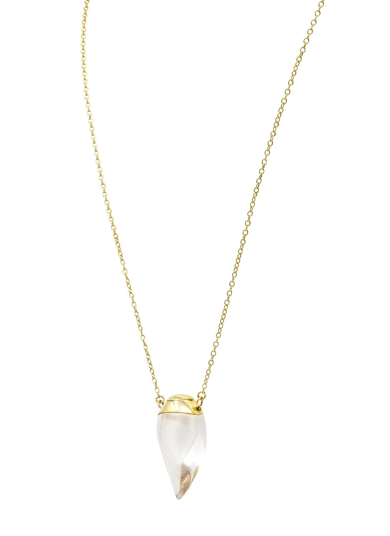 Elsa Peretti Tiffany & Co. 1990's Carved Quartz Crystal 18 Karat Gold Perfume Bottle Vintage Necklace