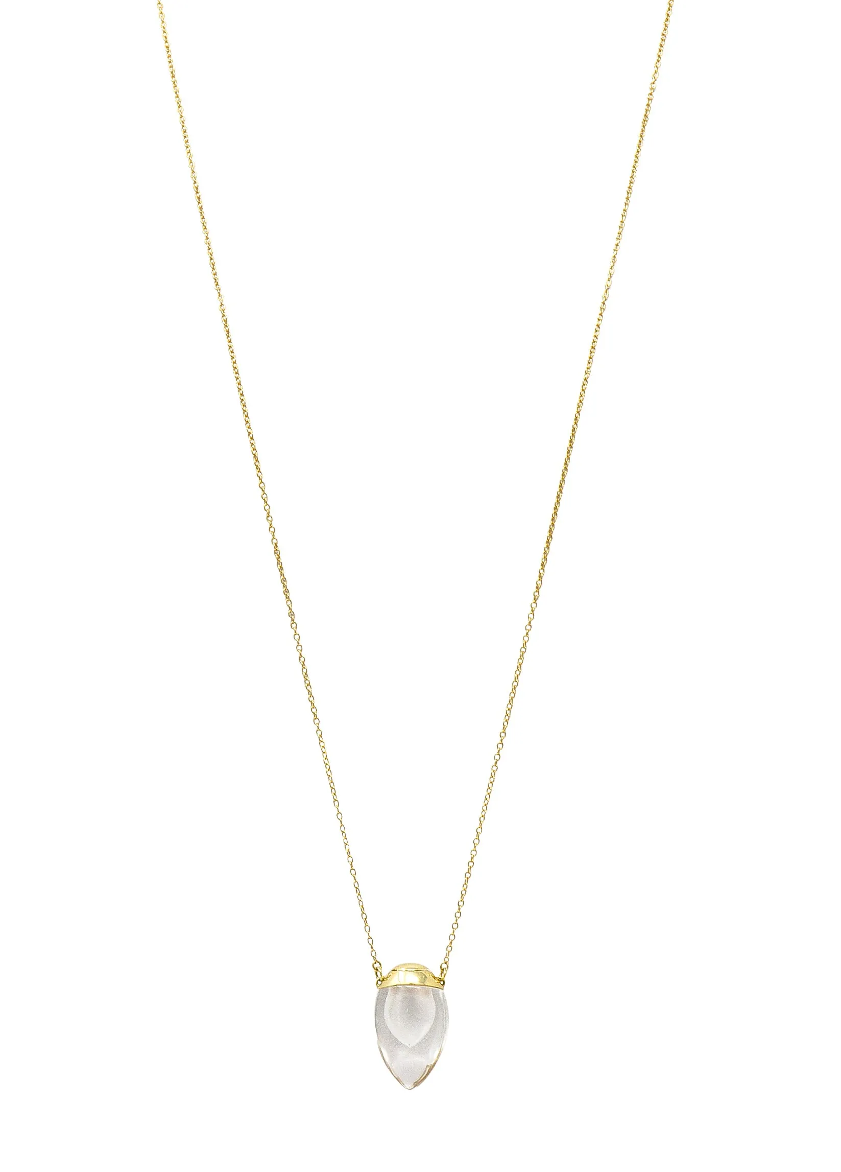 Elsa Peretti Tiffany & Co. 1990's Carved Quartz Crystal 18 Karat Gold Perfume Bottle Vintage Necklace