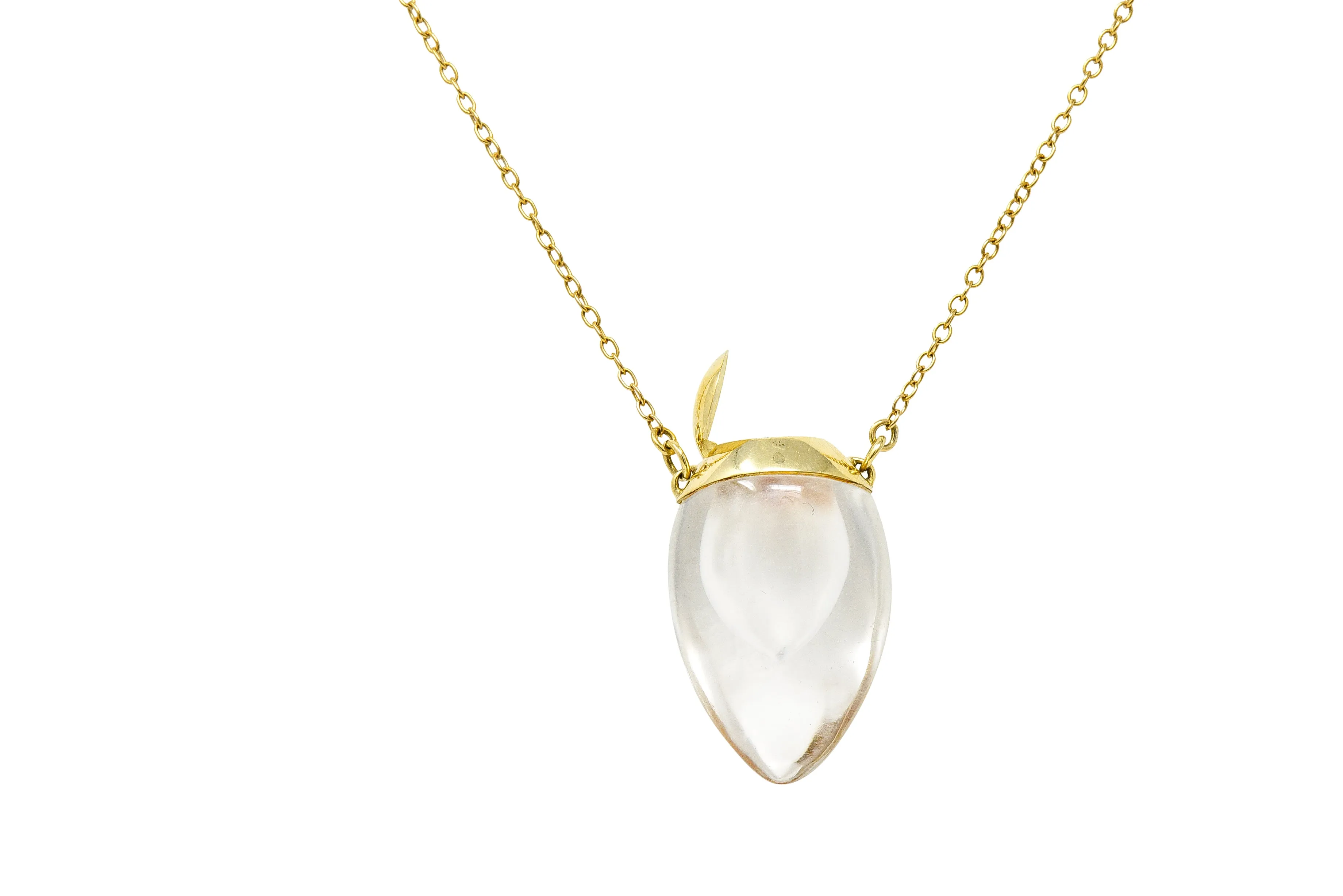 Elsa Peretti Tiffany & Co. 1990's Carved Quartz Crystal 18 Karat Gold Perfume Bottle Vintage Necklace