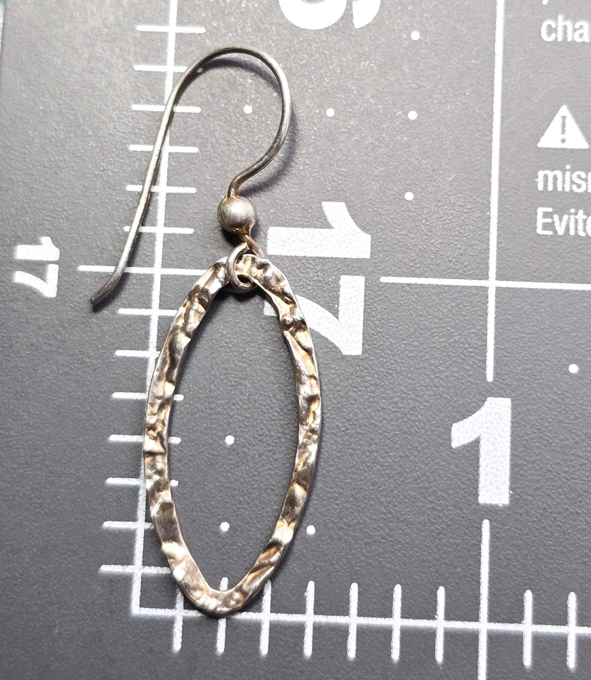 Embossed hoop sterling silver retro vintage drop loop earrings