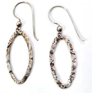 Embossed hoop sterling silver retro vintage drop loop earrings