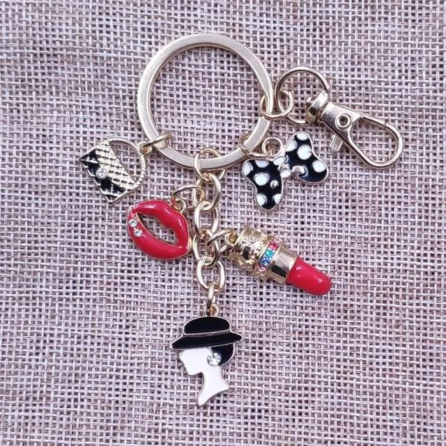 Enamel KC Gold Plated Keychain Casual Lovely Ethnic Handmade  Key Ring Women Girl Female Sexy Lady Jewelry Mother Gift BZ029-46