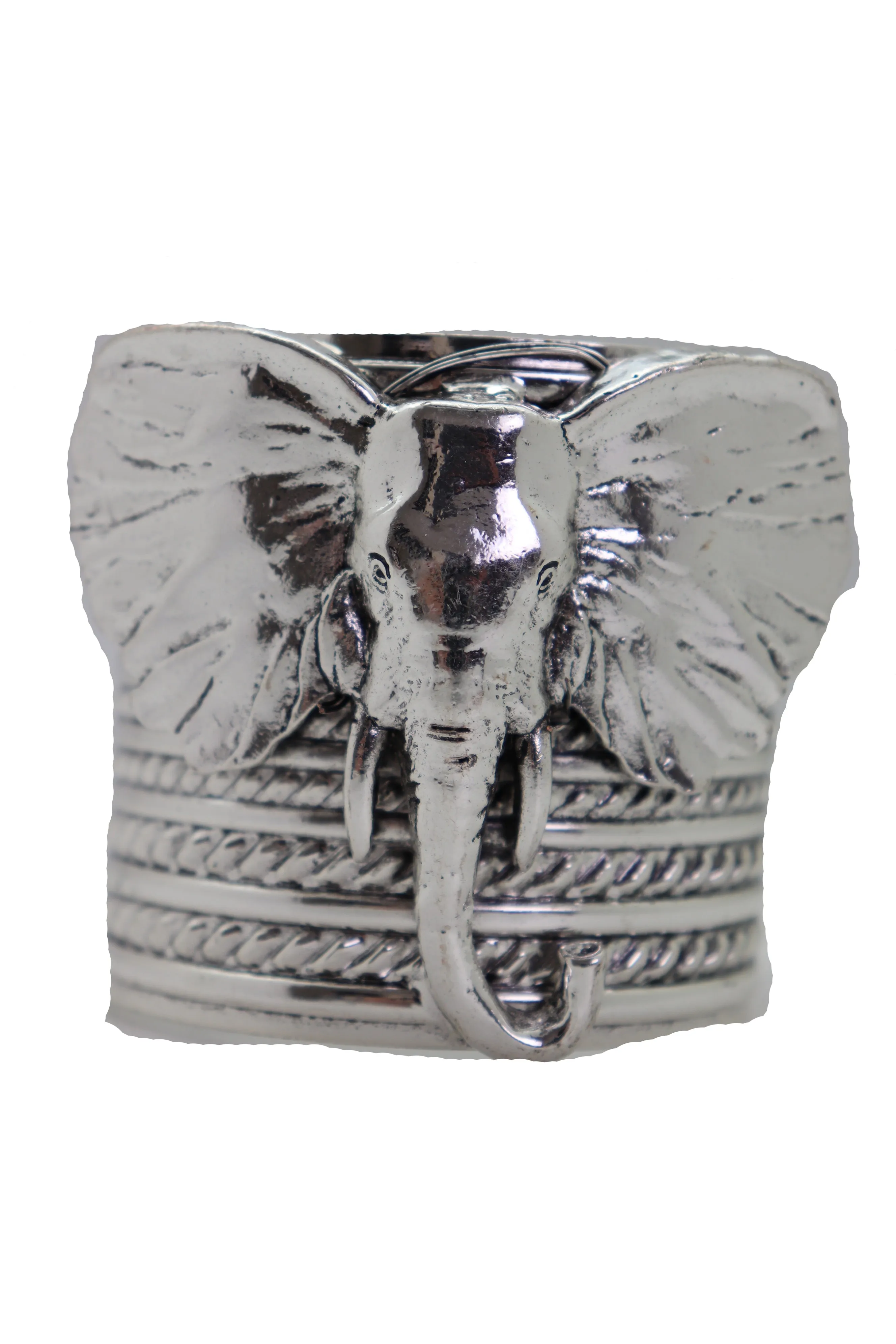 Ethnic Silver Metal Elephant Head Wrist Cuff Bracelet Sexy