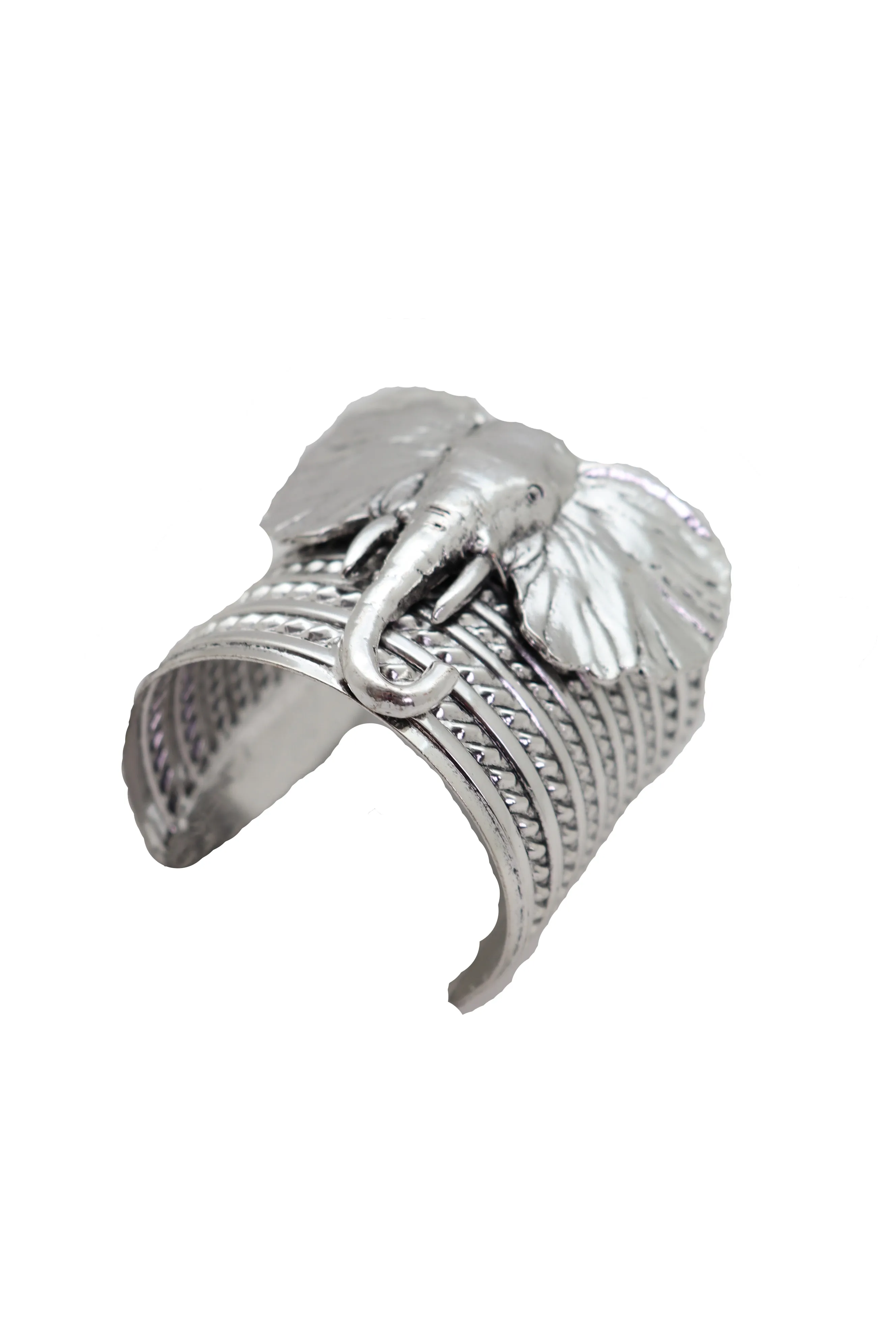 Ethnic Silver Metal Elephant Head Wrist Cuff Bracelet Sexy