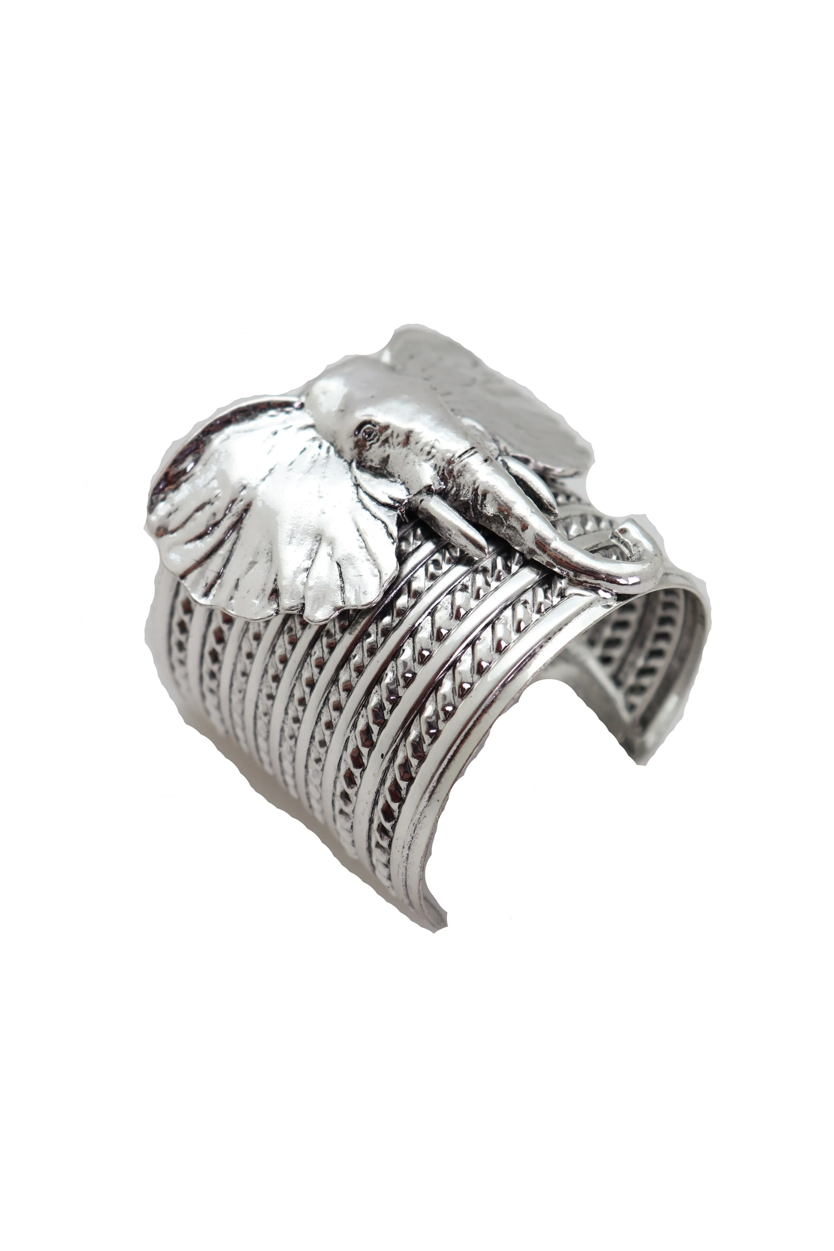 Ethnic Silver Metal Elephant Head Wrist Cuff Bracelet Sexy