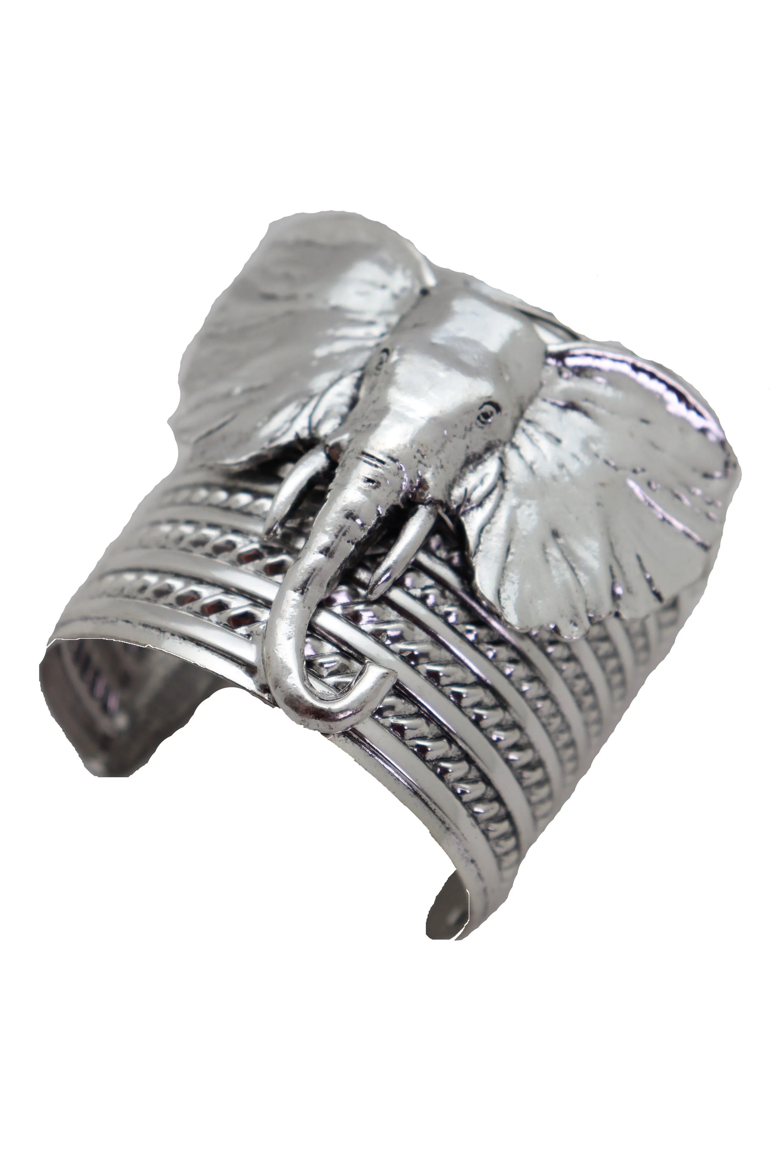 Ethnic Silver Metal Elephant Head Wrist Cuff Bracelet Sexy