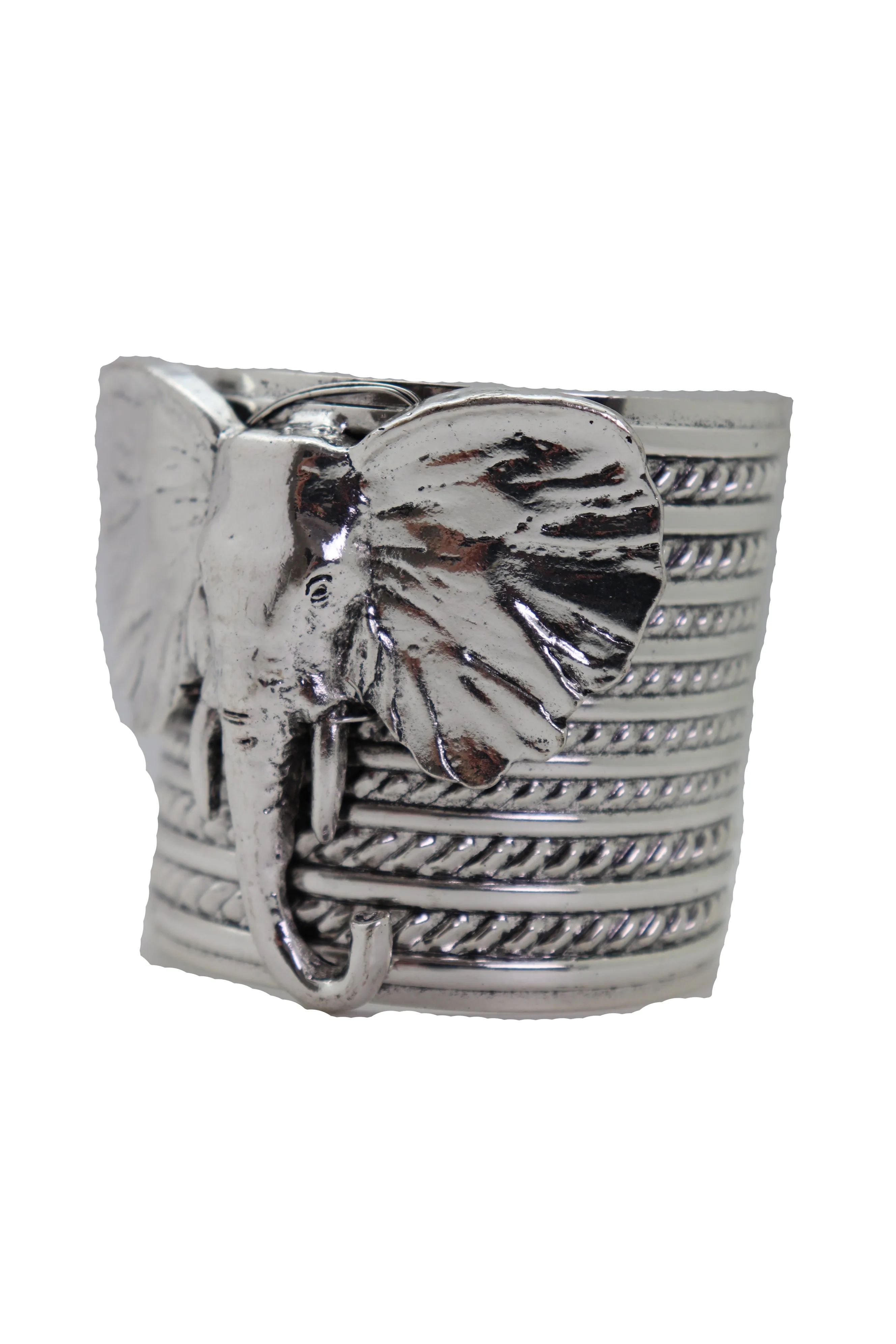 Ethnic Silver Metal Elephant Head Wrist Cuff Bracelet Sexy