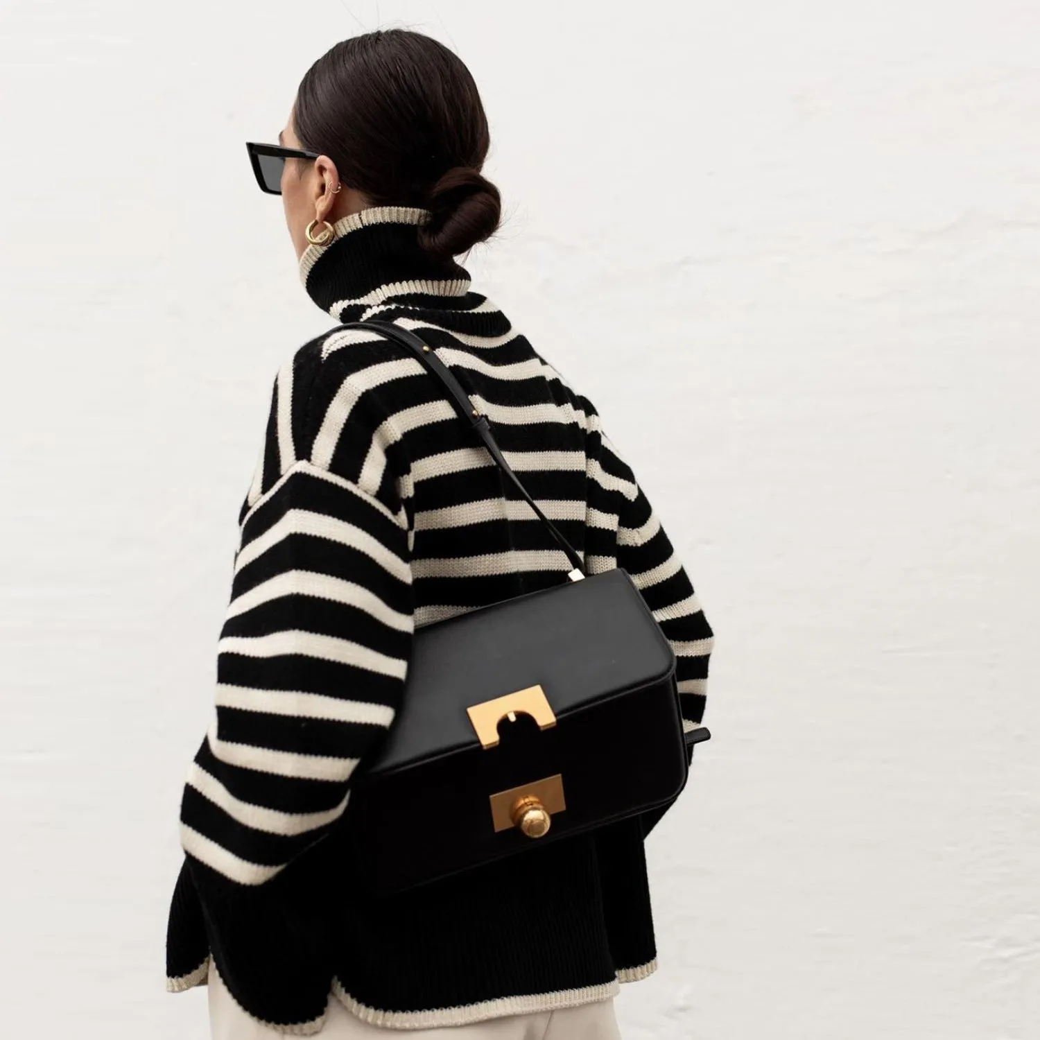 Fashion High Neck Striped Pullover Sweaters