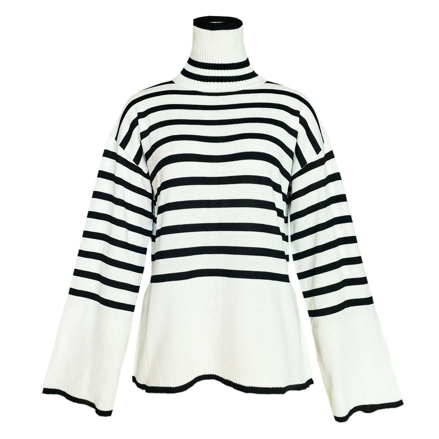 Fashion High Neck Striped Pullover Sweaters