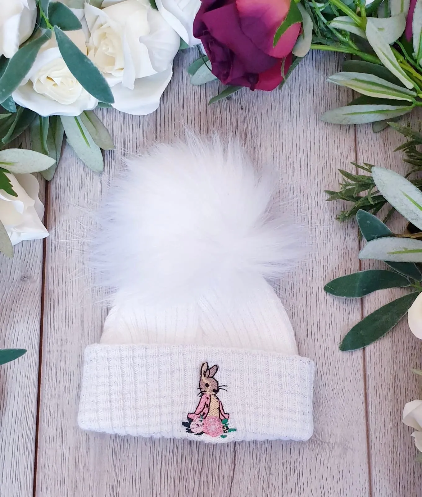 Flopsy Bunny Baby Girls luxury faux fur single Pom Hat
