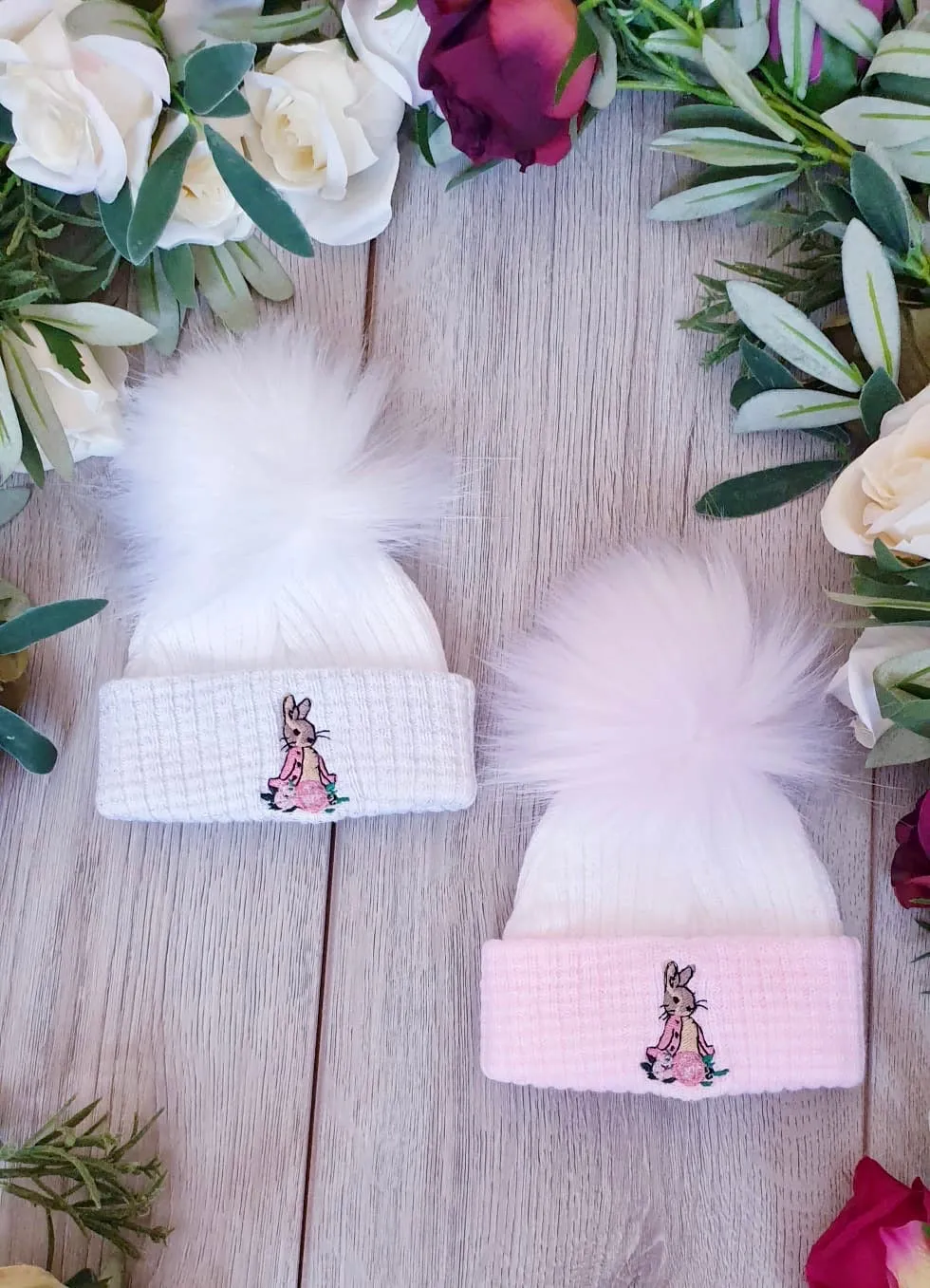 Flopsy Bunny Baby Girls luxury faux fur single Pom Hat