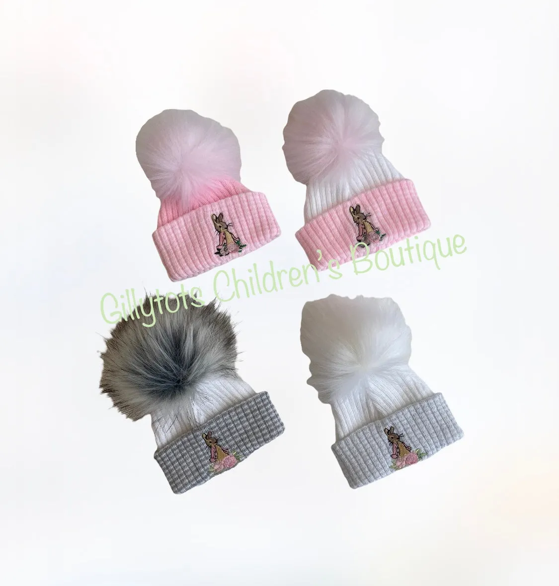 Flopsy Bunny Baby Girls luxury faux fur single Pom Hat