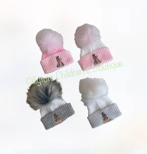 Flopsy Bunny Baby Girls luxury faux fur single Pom Hat