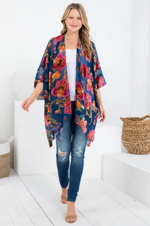 Floral Vintage Style Burnout Kimono