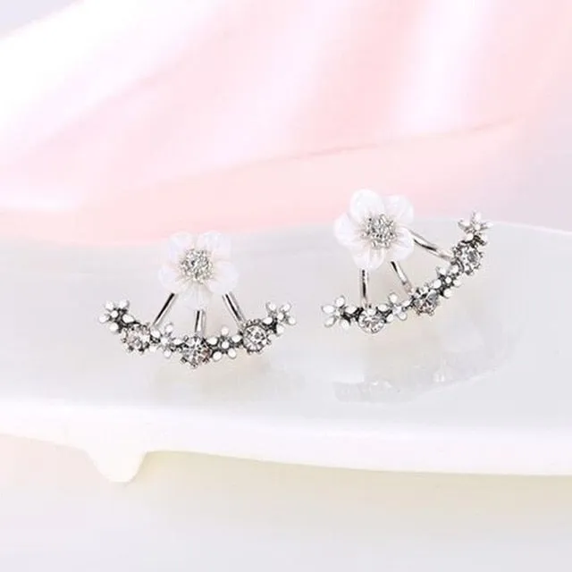 Flower Crystal Women Stud Earrings