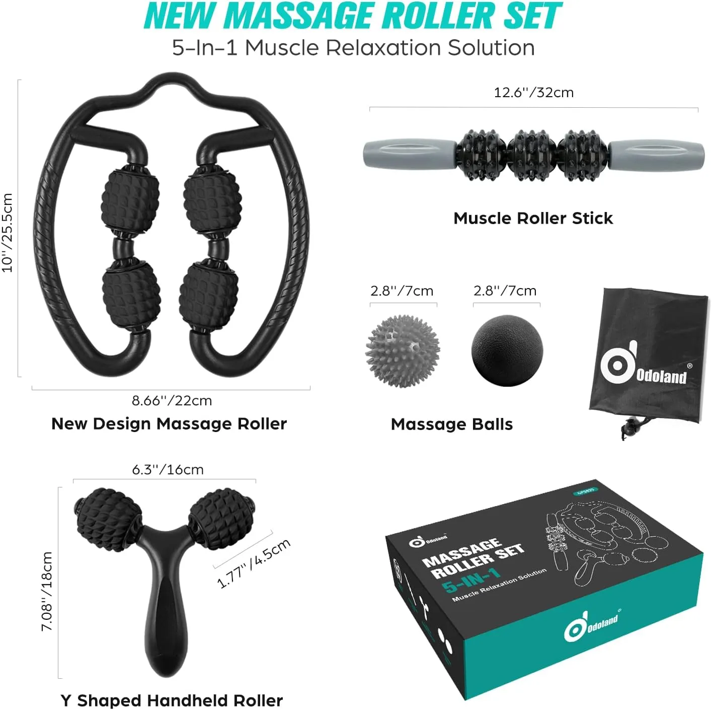 Foam Roller Set with 360° Trigger Point Massage Roller