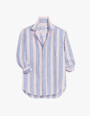 Frank & Eileen "Eileen" Relaxed Button Up Shirt in Pink & Blue Multi Stripe (Italian Classic Linen)