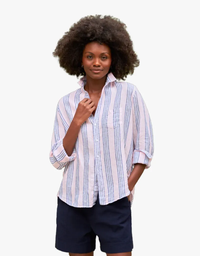 Frank & Eileen "Eileen" Relaxed Button Up Shirt in Pink & Blue Multi Stripe (Italian Classic Linen)