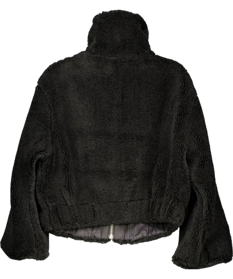 Free People Black Get Cosy Teddy Jacket UK XS