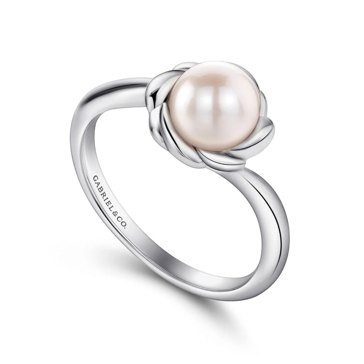 Gabriel & Co. Sterling Silver Swirling Cultured Pearl Ring