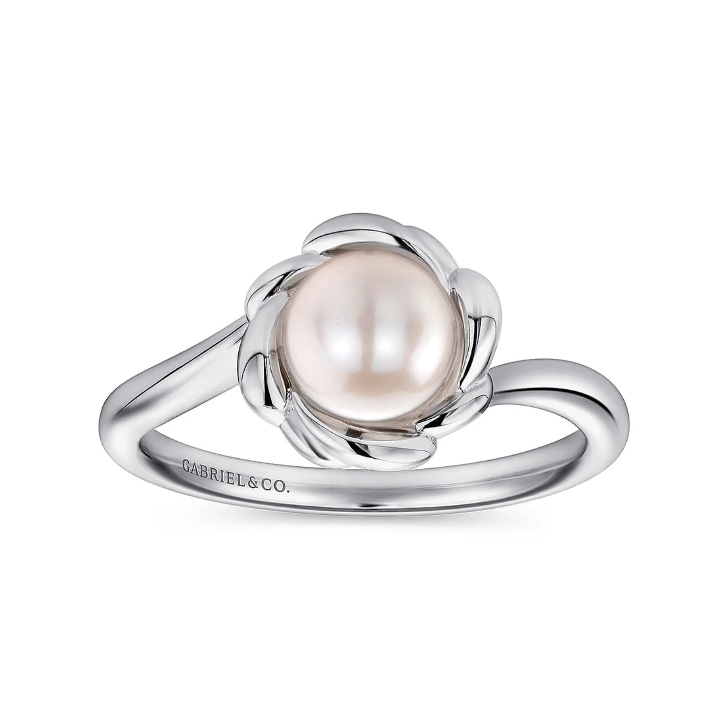 Gabriel & Co. Sterling Silver Swirling Cultured Pearl Ring