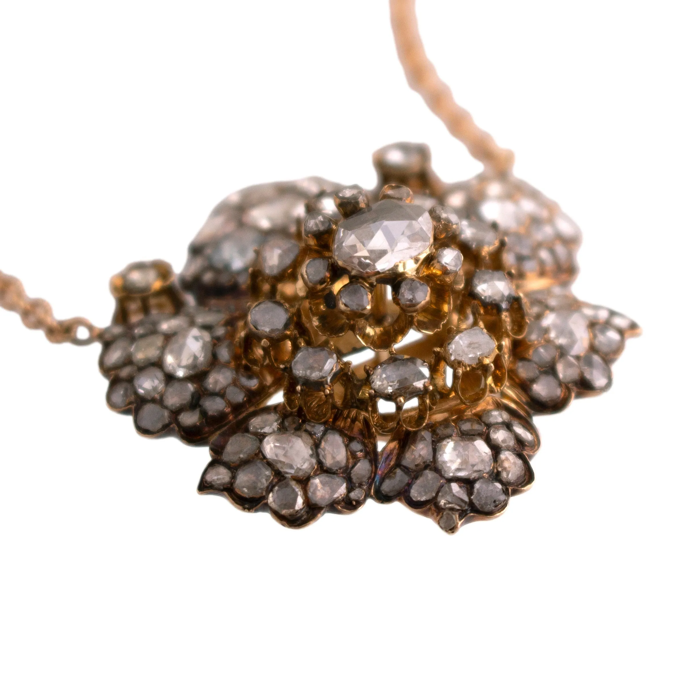 Georgian Rose Cut Diamond Cluster Pendant