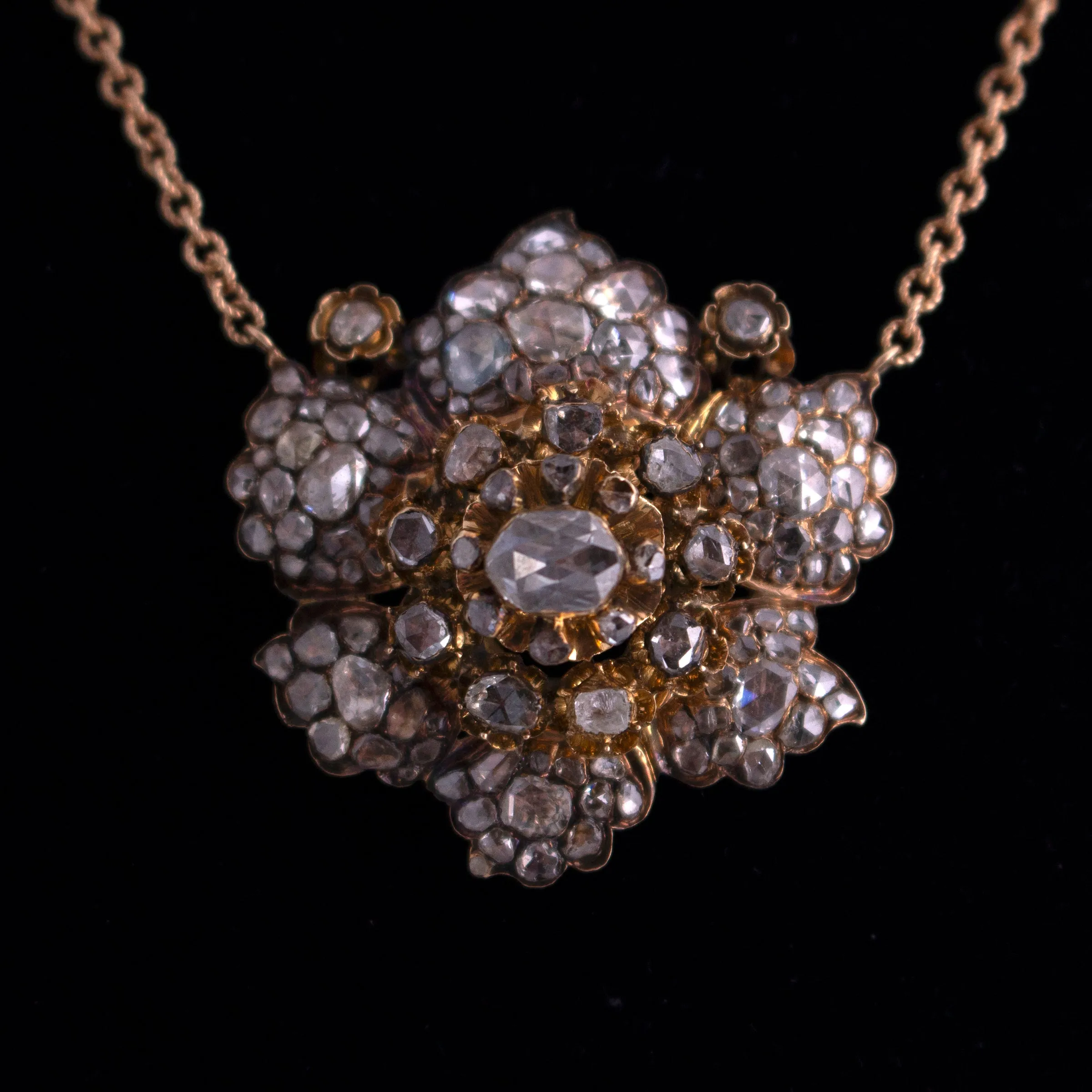 Georgian Rose Cut Diamond Cluster Pendant