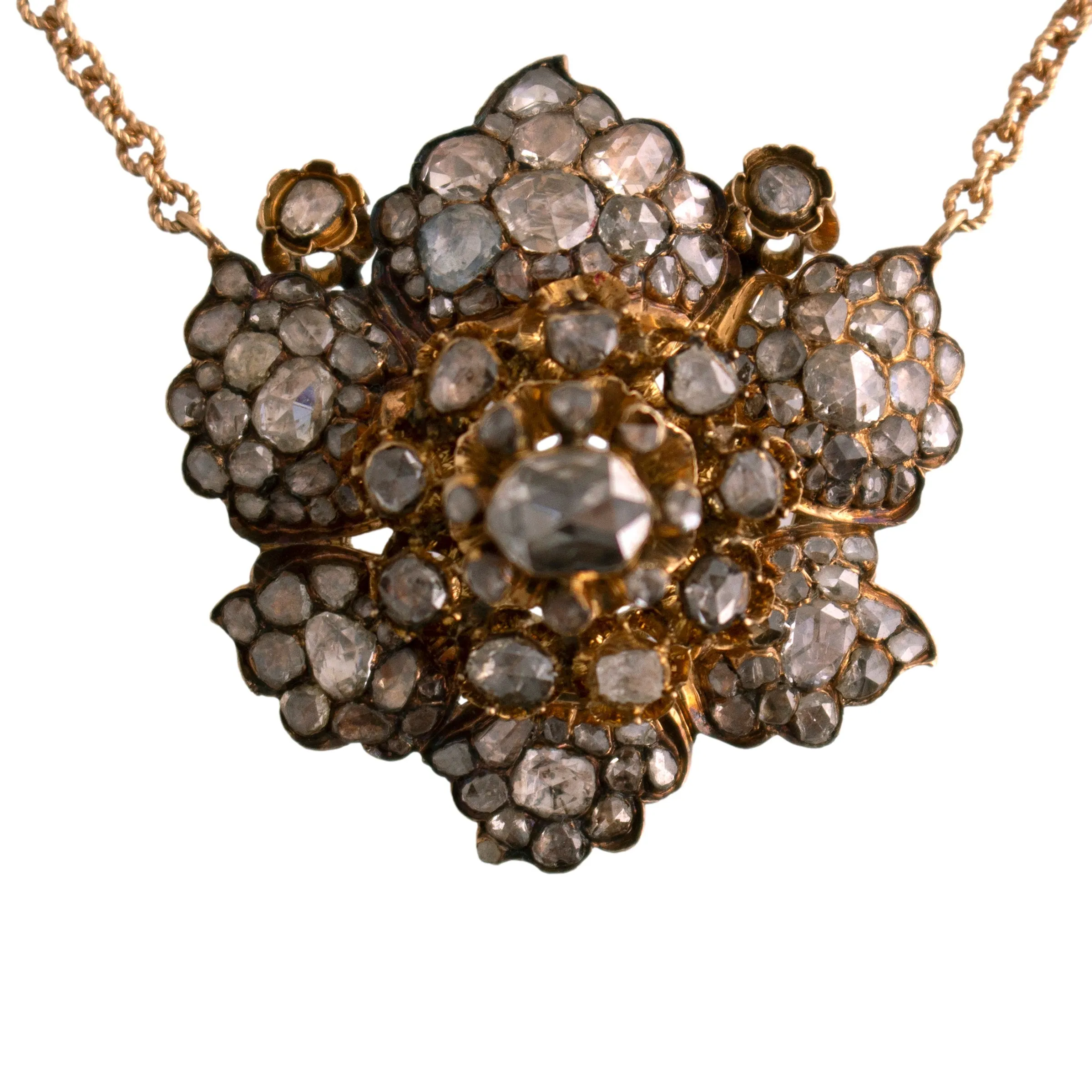 Georgian Rose Cut Diamond Cluster Pendant