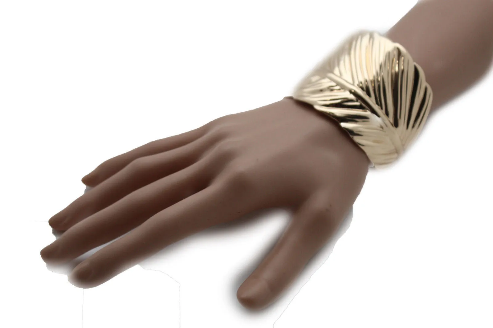 Gold Metal Extra Long Cuff Bracelet Jewelry Accessories Bling Wide