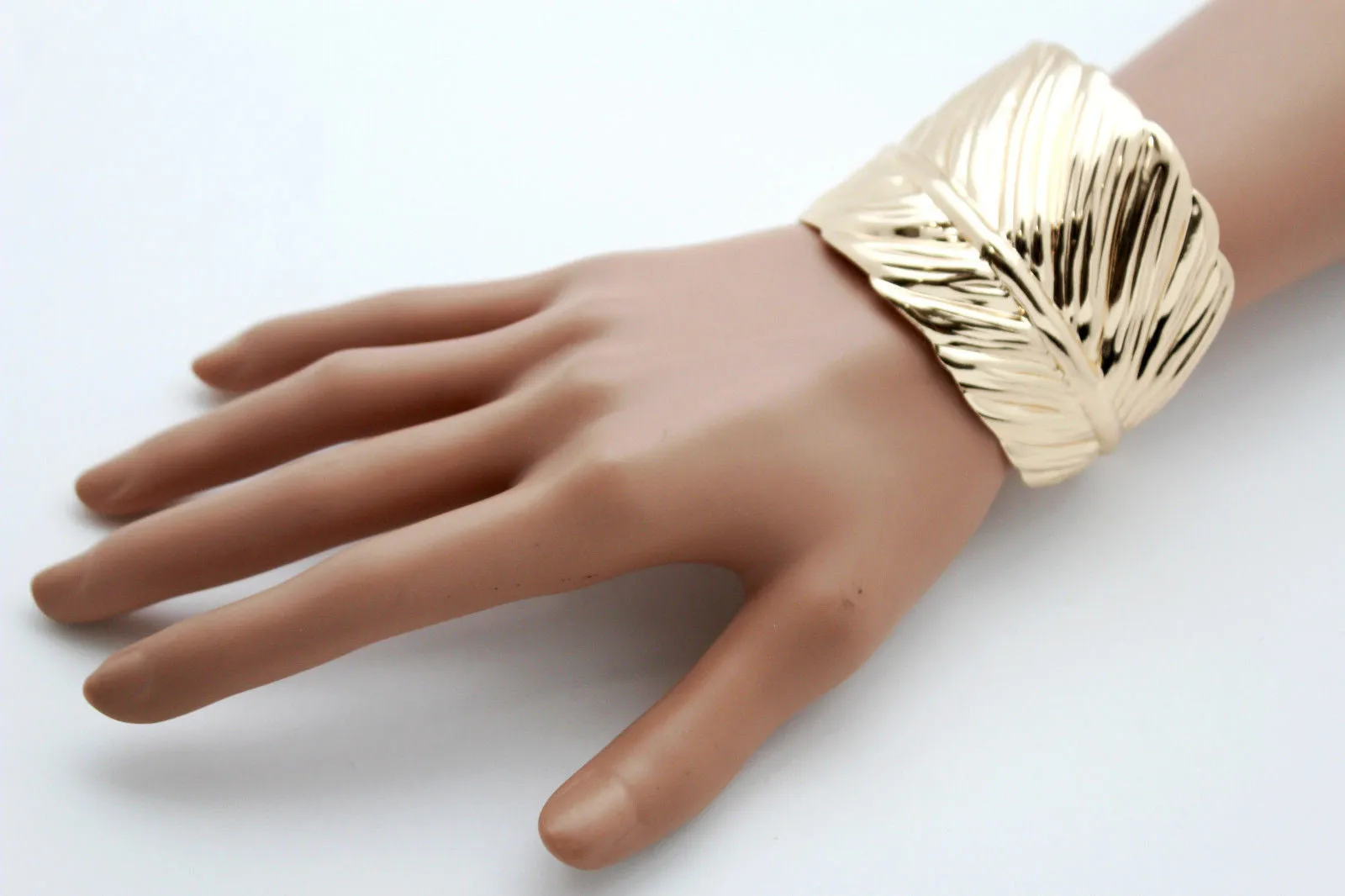 Gold Metal Extra Long Cuff Bracelet Jewelry Accessories Bling Wide