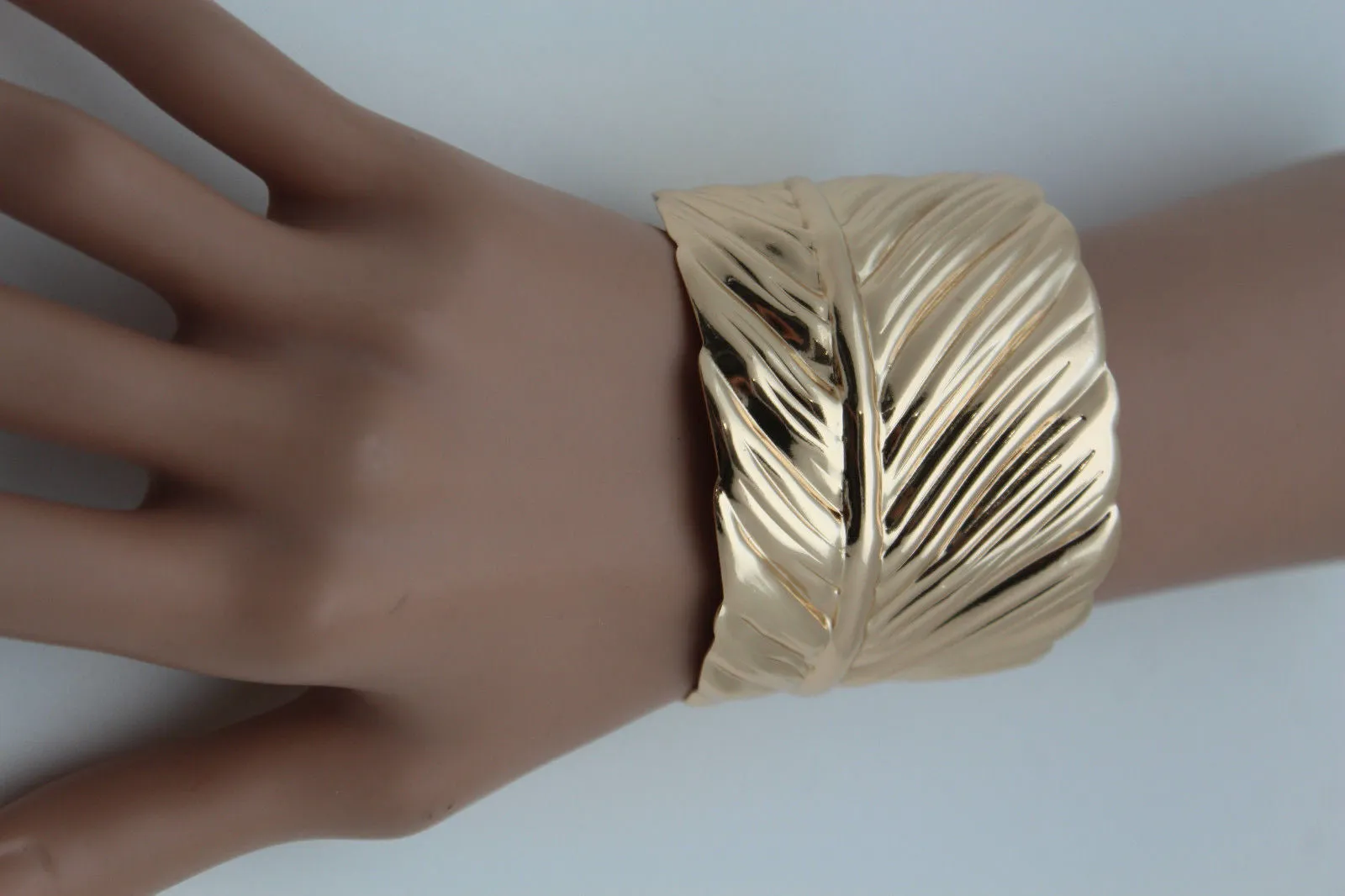Gold Metal Extra Long Cuff Bracelet Jewelry Accessories Bling Wide