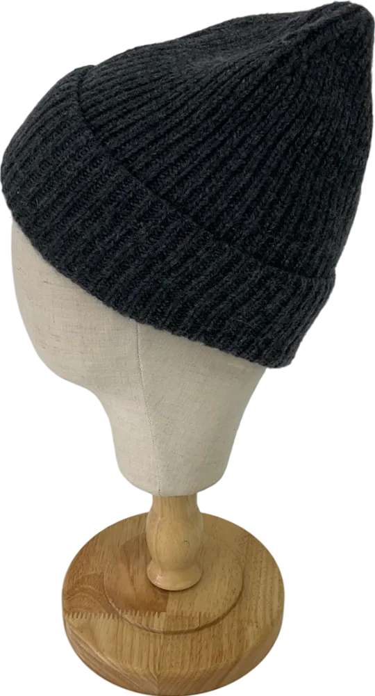 Grey Knitted Beanie Hat One Size