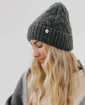 Grey Satin Lined Cashmere Beanie