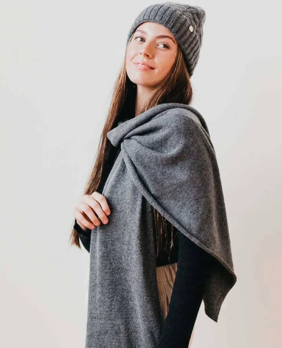 Grey Satin Lined Cashmere Beanie