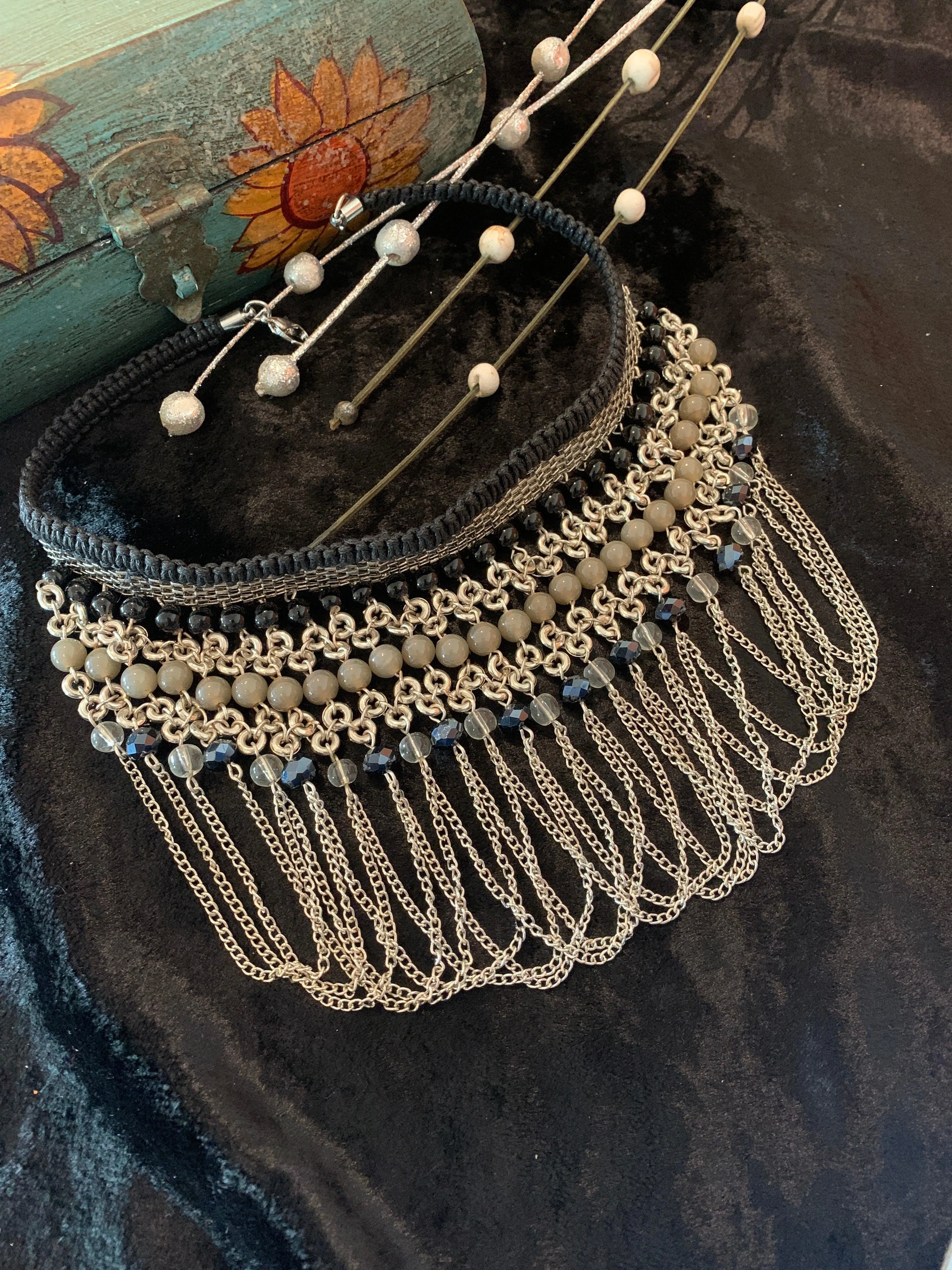 Gypsy Black and Silver Choker Necklace