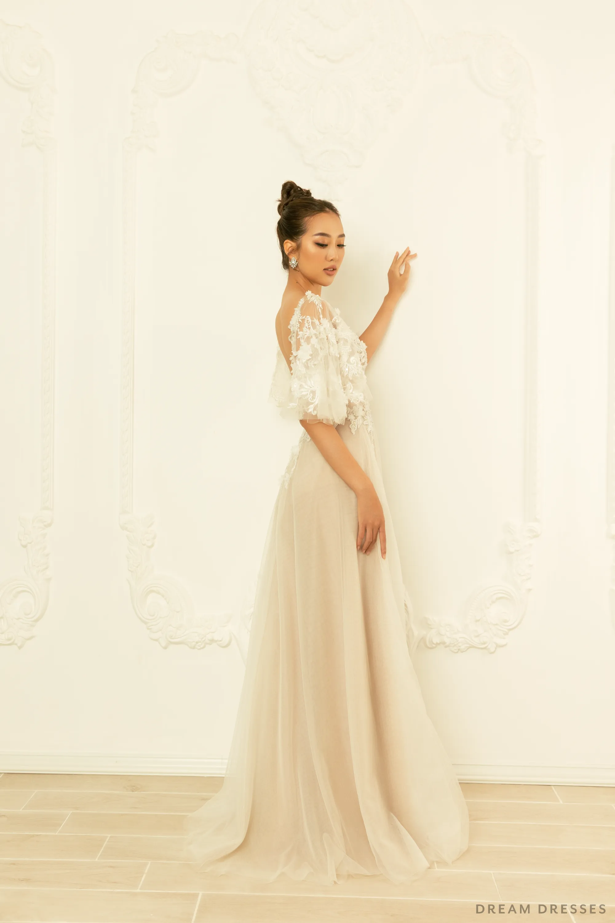 High Fashion Wedding Dress with High Slit (#FRANKIE)