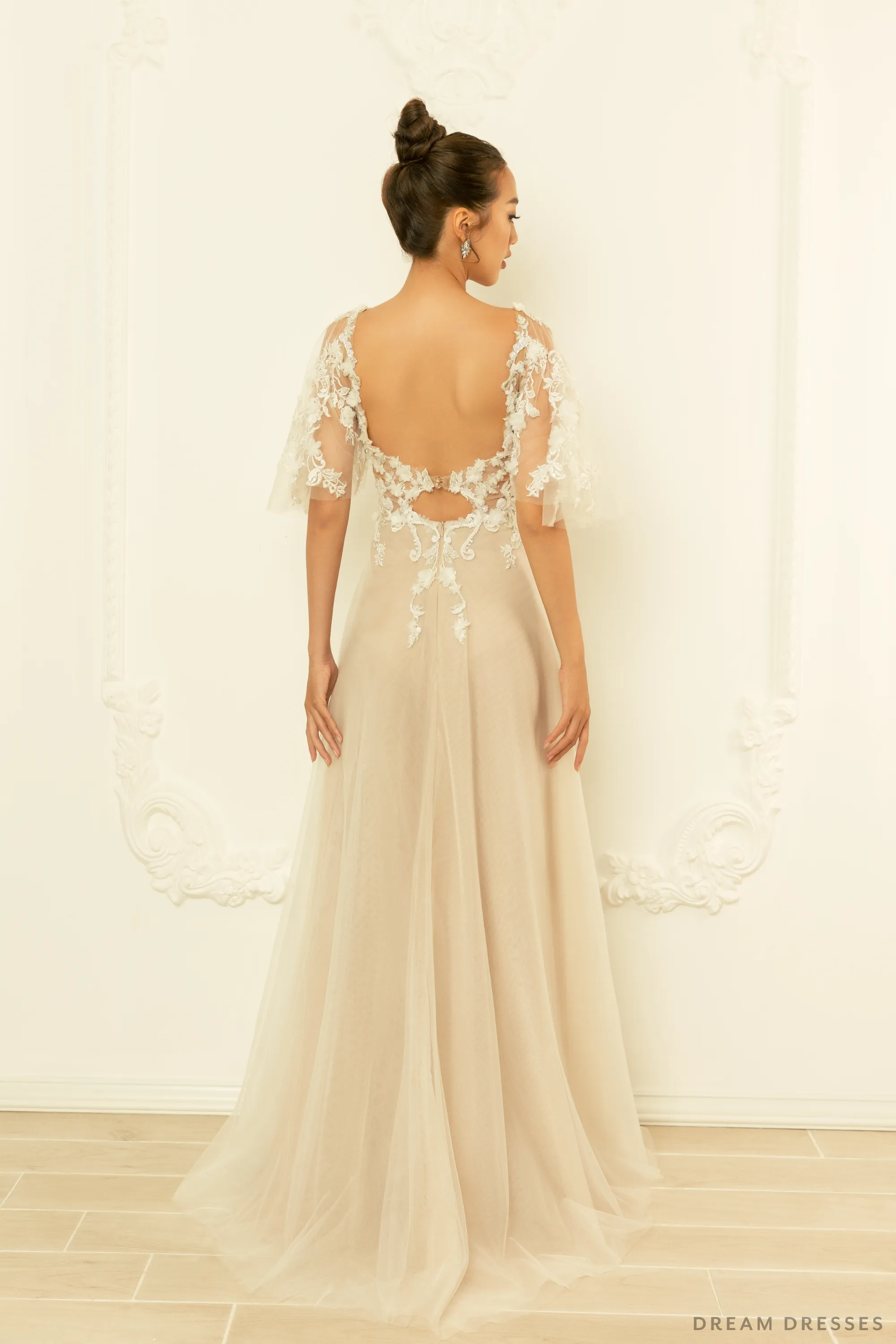 High Fashion Wedding Dress with High Slit (#FRANKIE)
