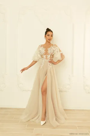 High Fashion Wedding Dress with High Slit (#FRANKIE)
