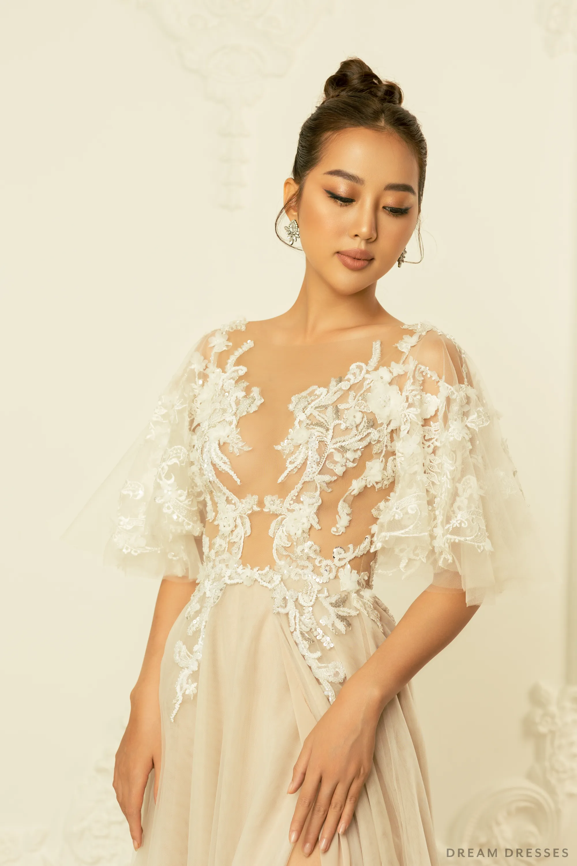 High Fashion Wedding Dress with High Slit (#FRANKIE)