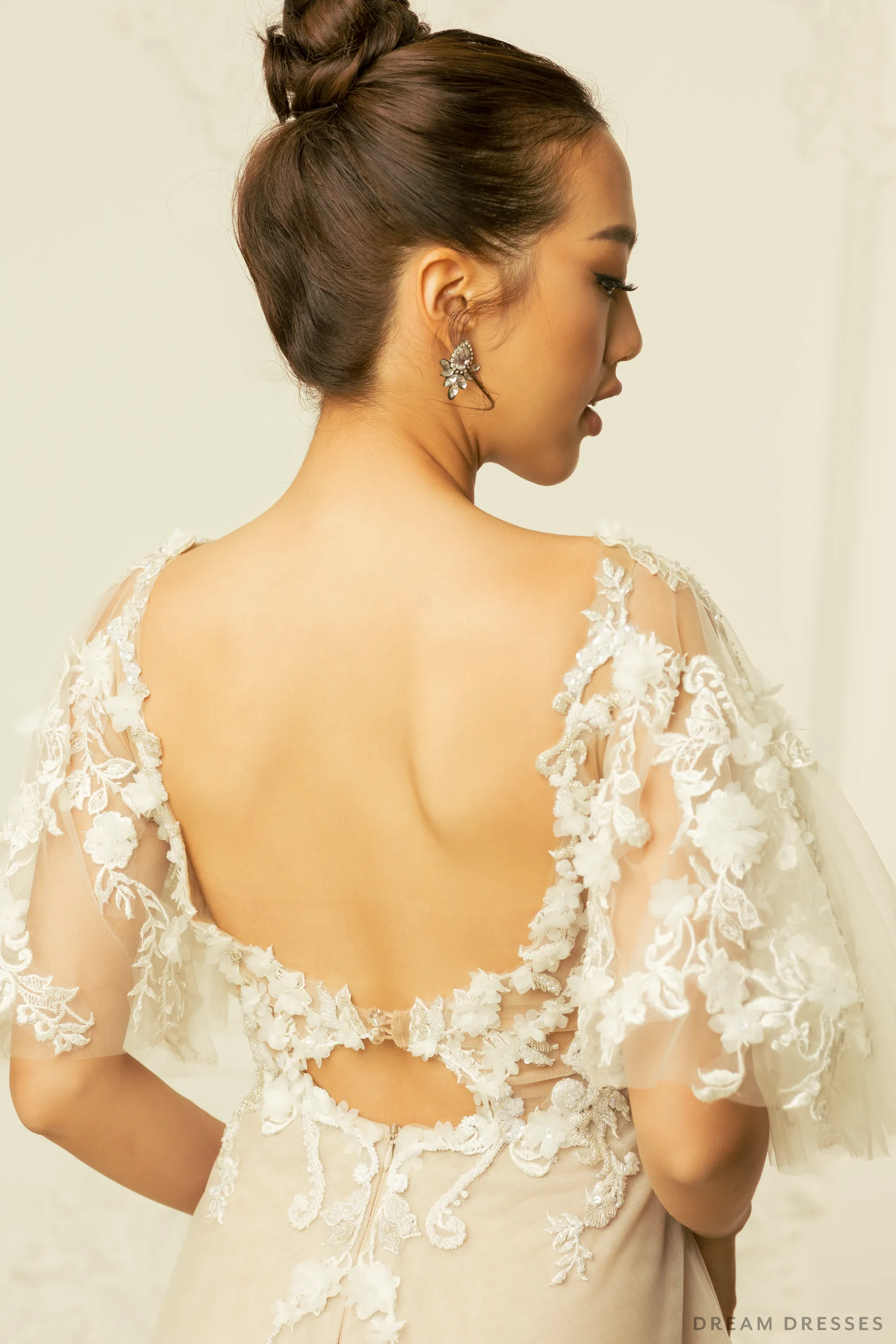 High Fashion Wedding Dress with High Slit (#FRANKIE)