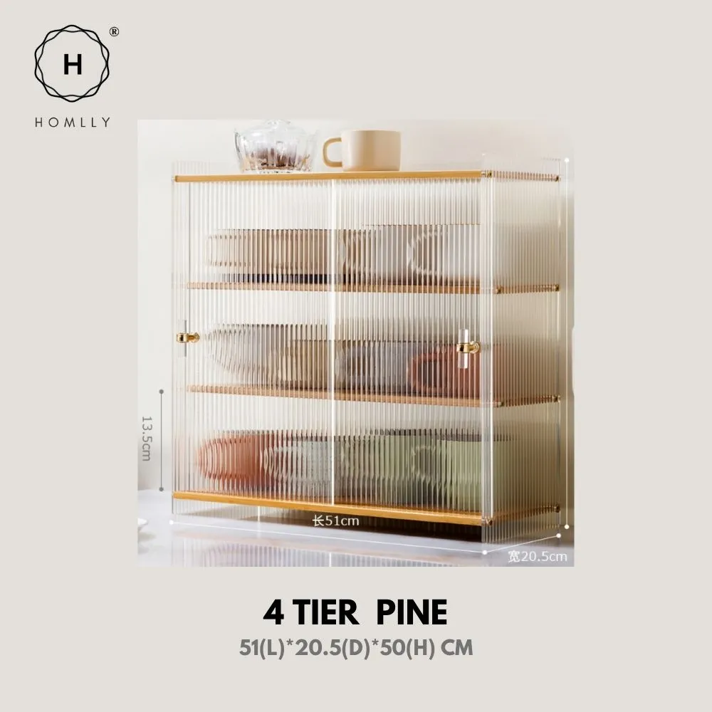 Homlly Dustproof Kitchen Storage Tabletop Cupboard Rack with Acrylic Door