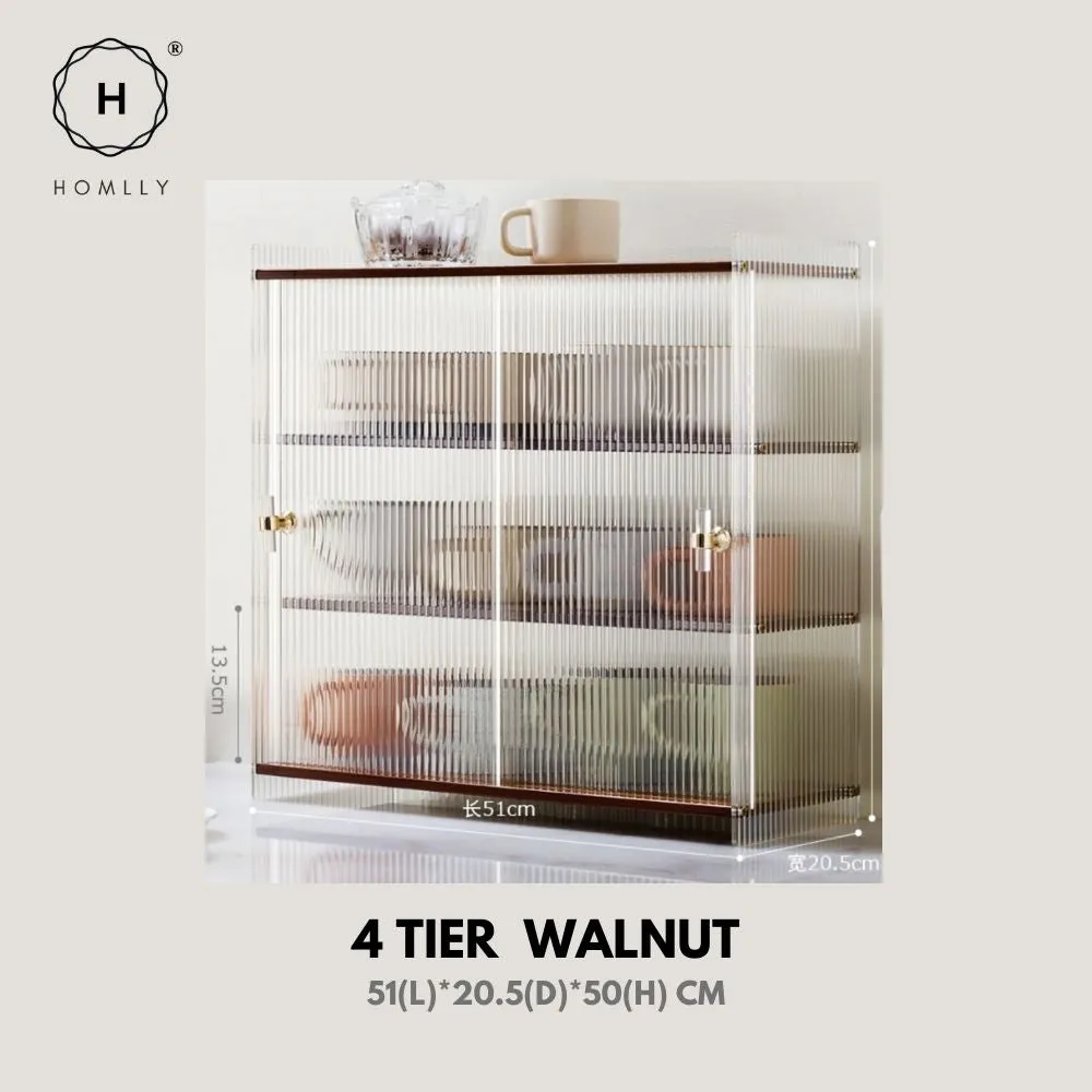 Homlly Dustproof Kitchen Storage Tabletop Cupboard Rack with Acrylic Door