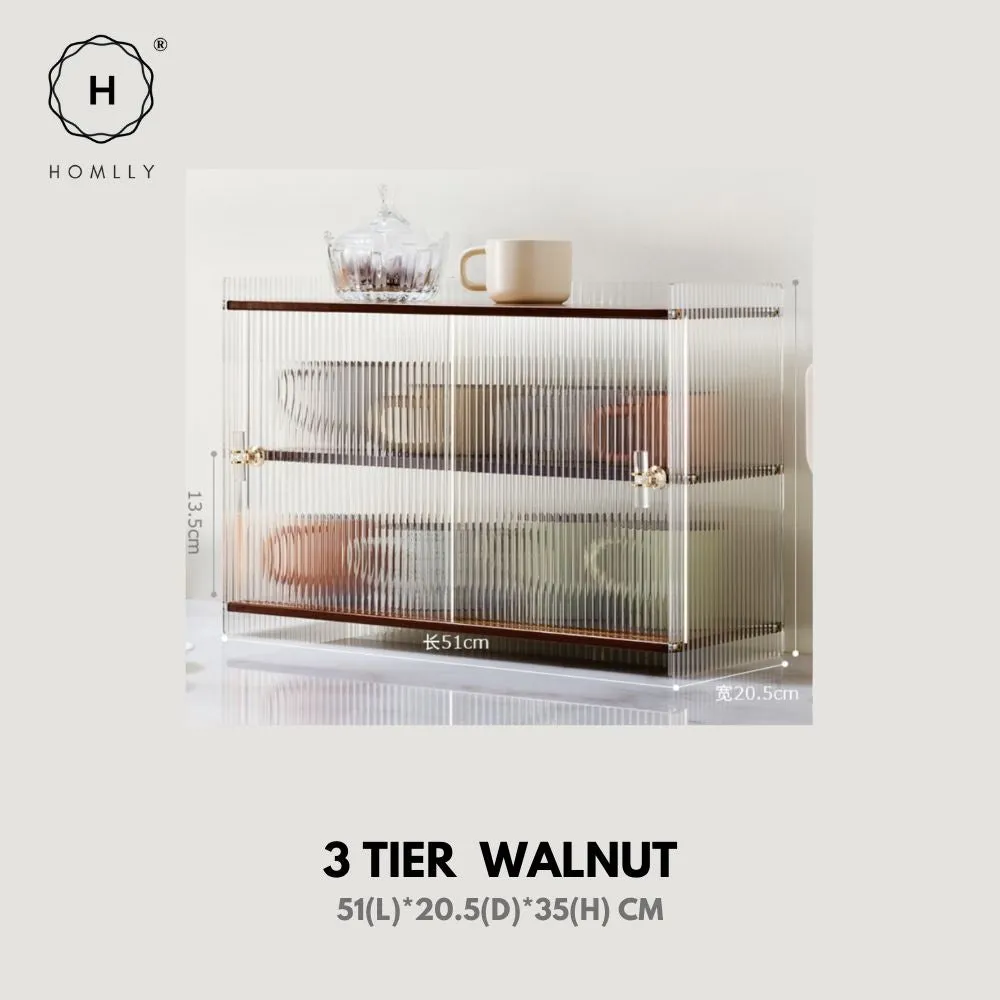 Homlly Dustproof Kitchen Storage Tabletop Cupboard Rack with Acrylic Door